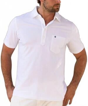NEW BOAST performance club polo in white navy leaf